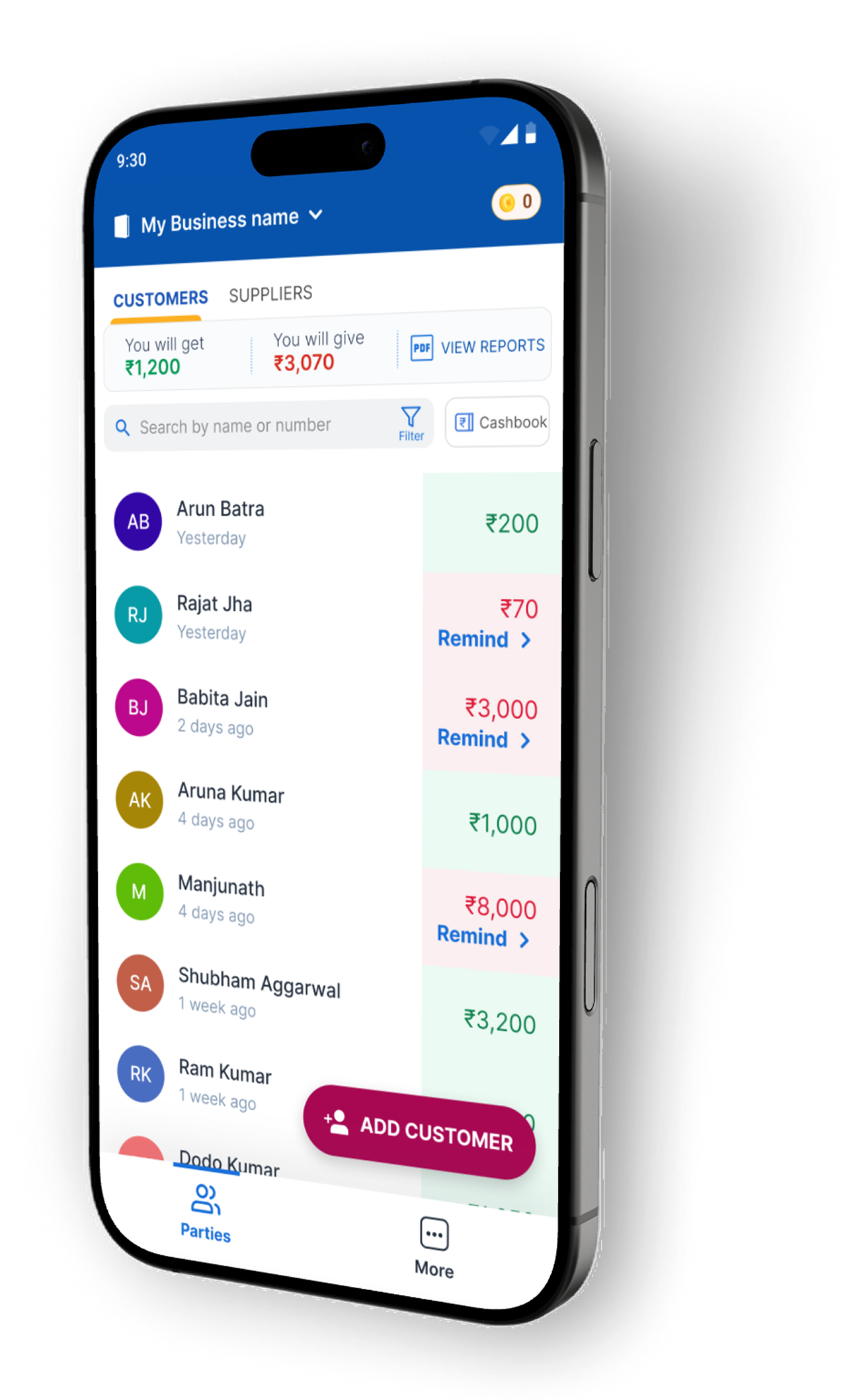 Khatabook Phone Mockup